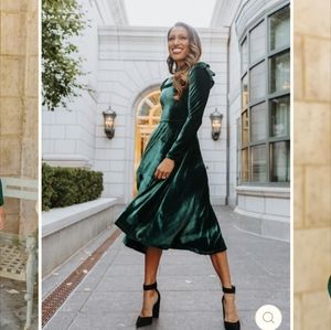 Ivy City Co Green Velvet Dress | Small